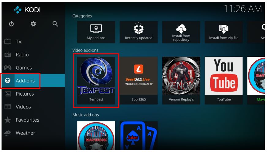 how to use temepst kodi addon