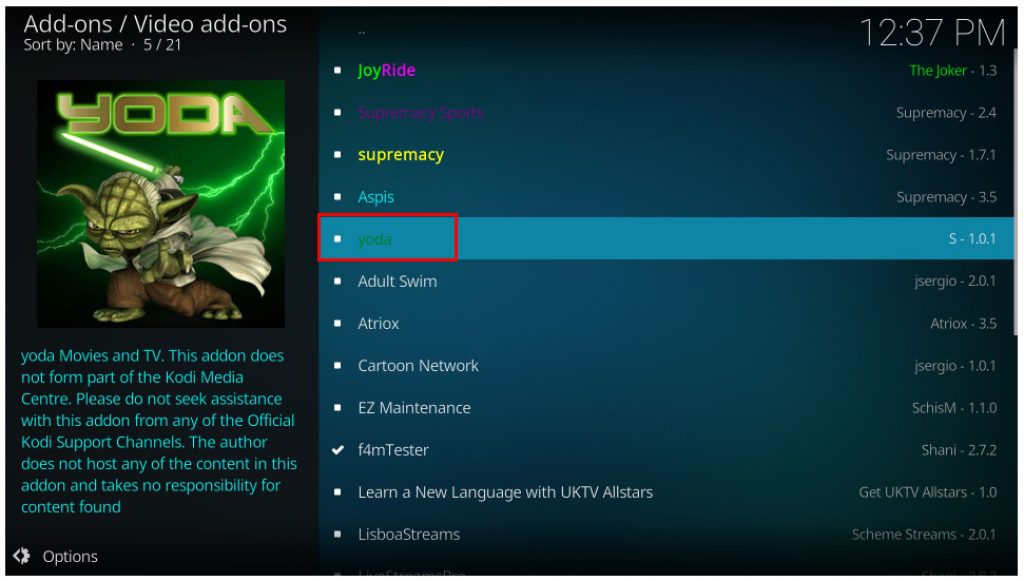 how to get yoda kodi addon