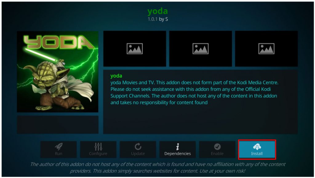 how to install yoda kodi addon