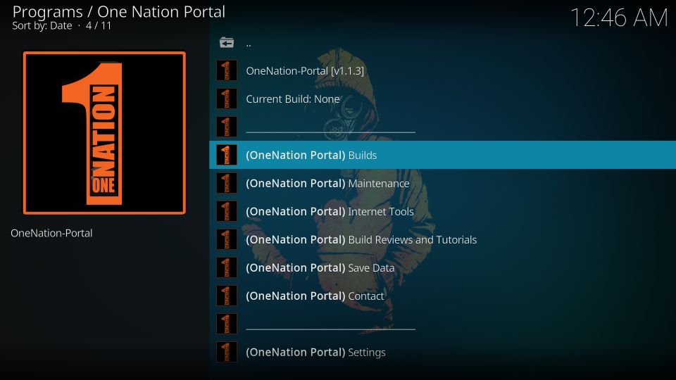 onenation portal builds on kodi