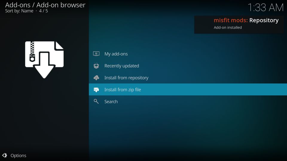 install misfit mods lite build on kodi