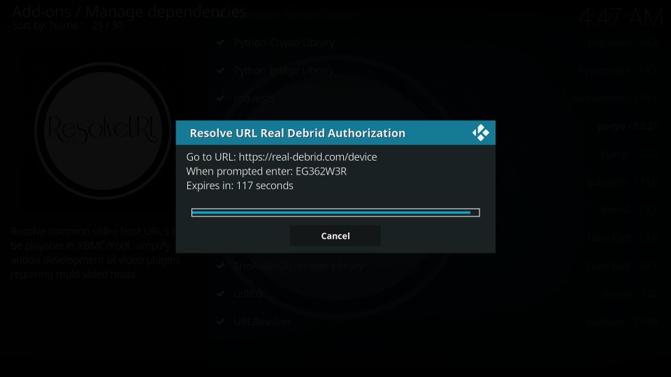 how to input real debrid account kodi