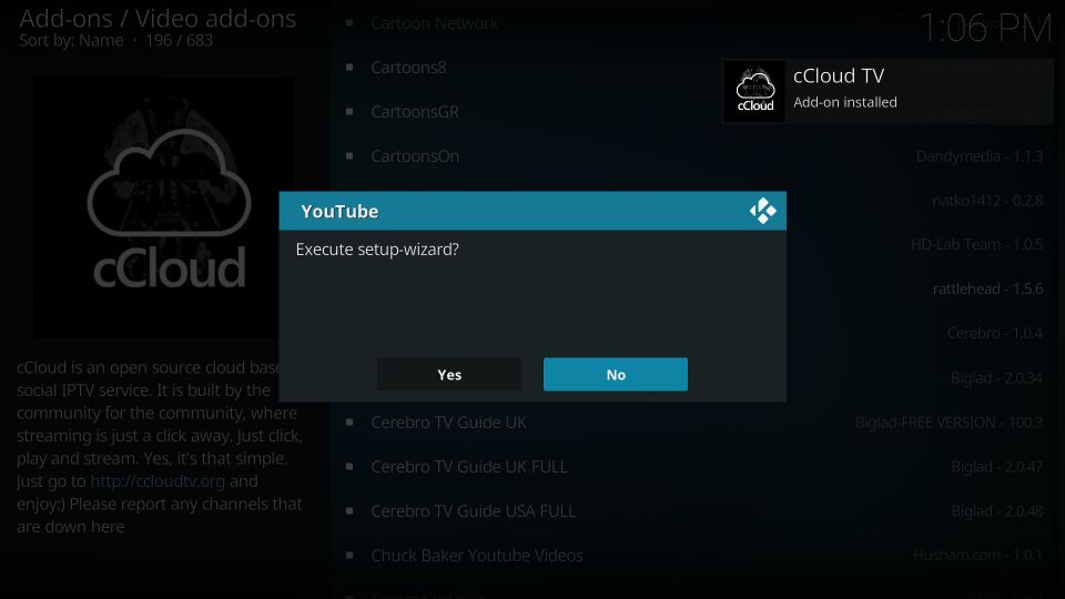 install ccloud tv kodi addon