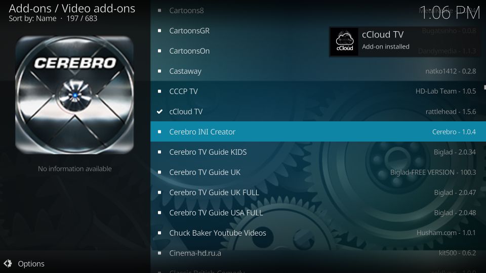ccloud tv kodi addon