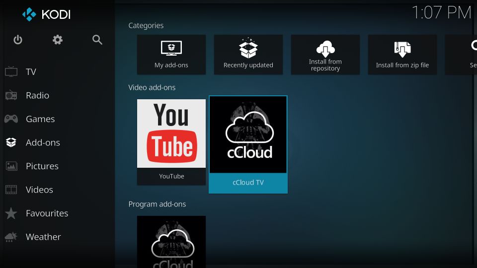 how to install ccloud tv addon on kodi