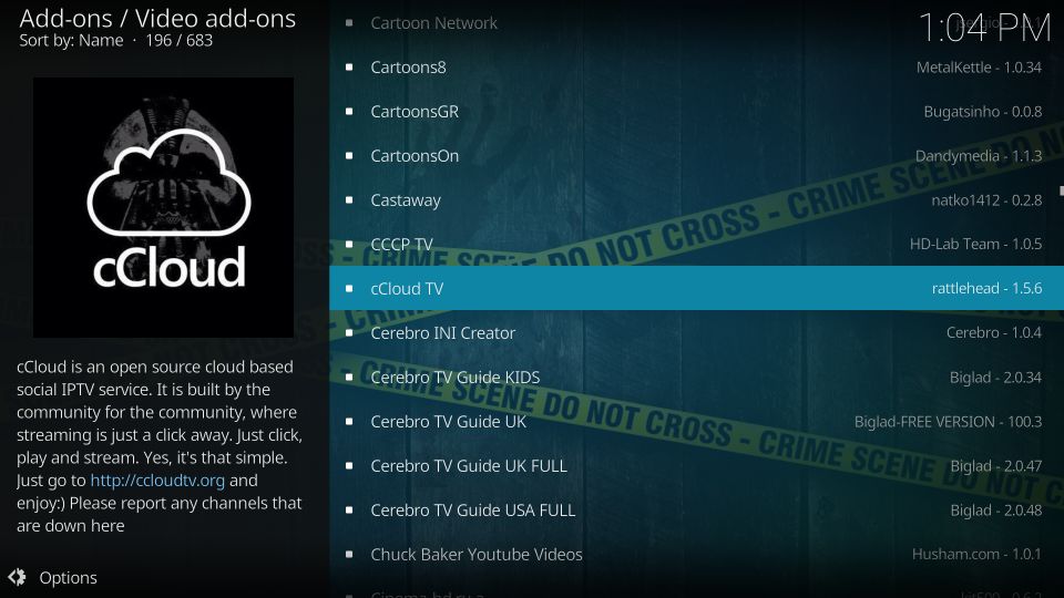 install ccloud tv kodi addon