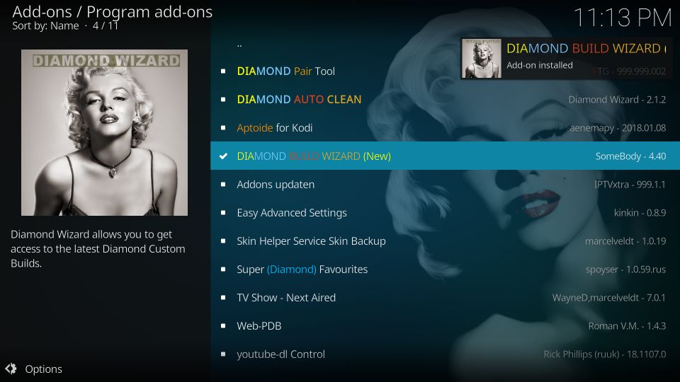 how to install diamond dust build on kodi