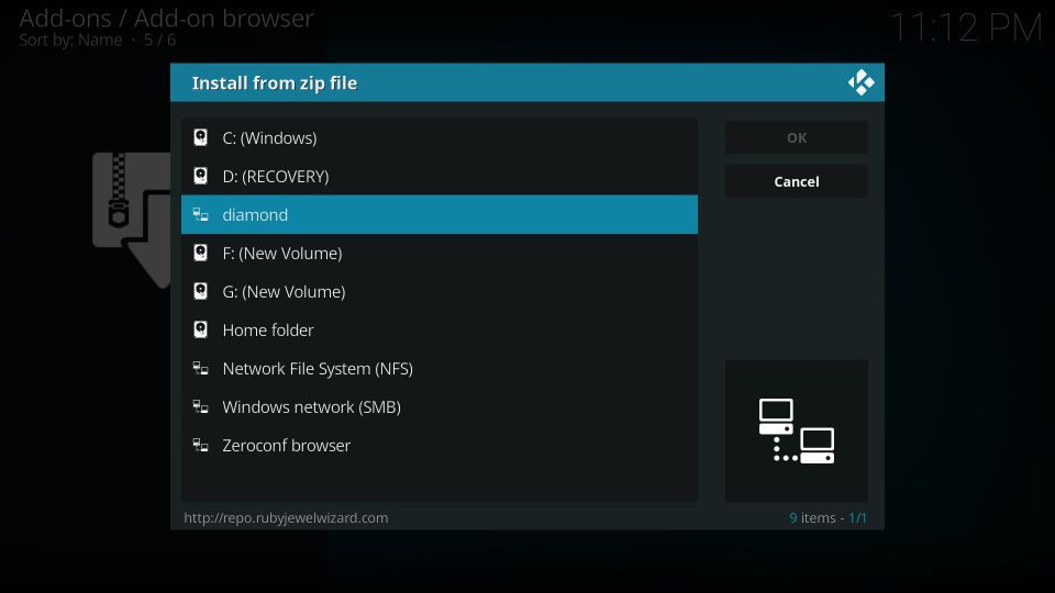 how to install diamond dust build on kodi