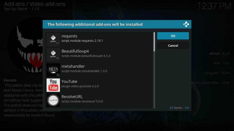 venom addon for kodi