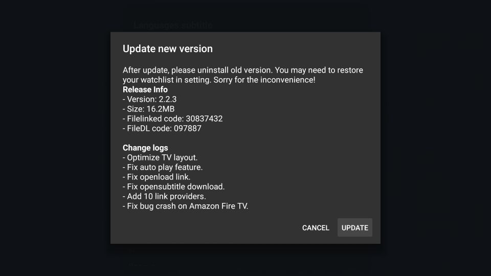 update beetv on firestick