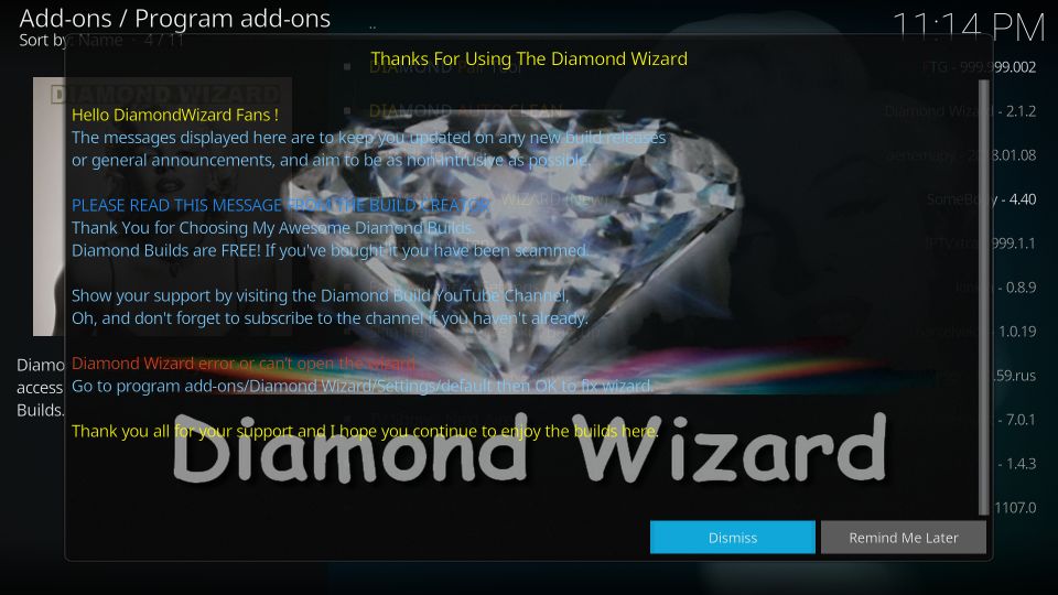 install diamond build for kodi