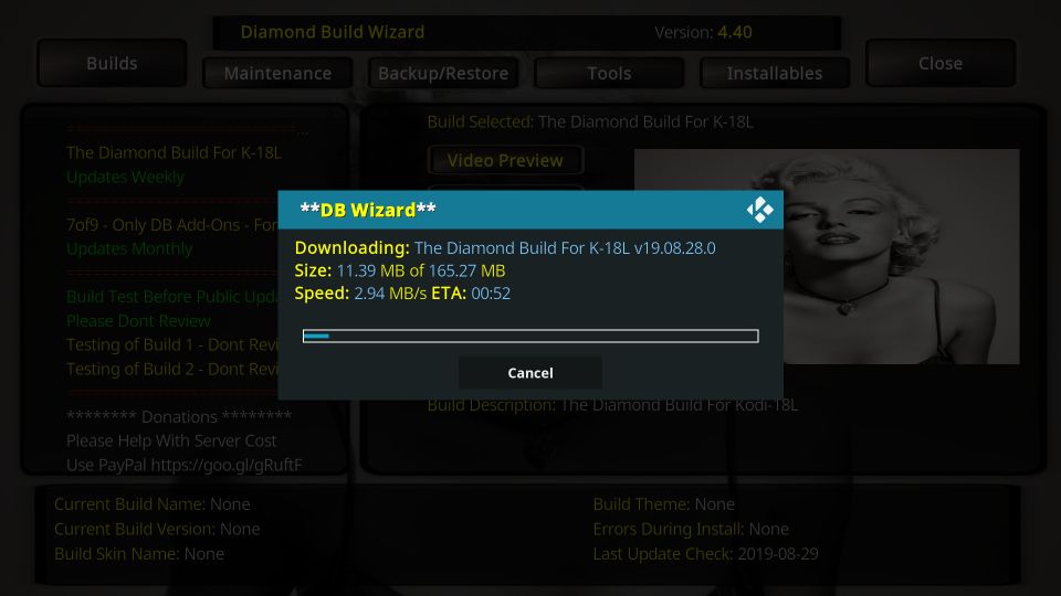 how to install diamond build on kodi