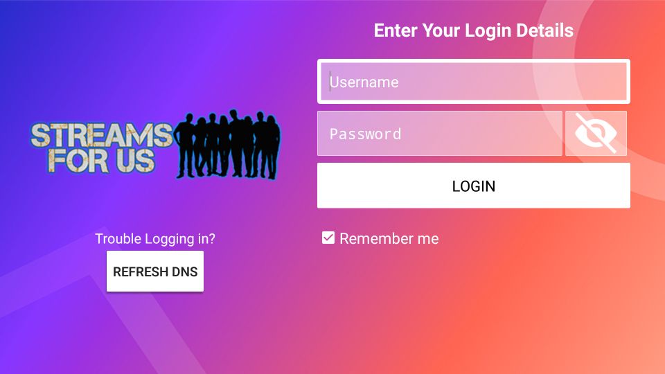 login streams for us iptv app