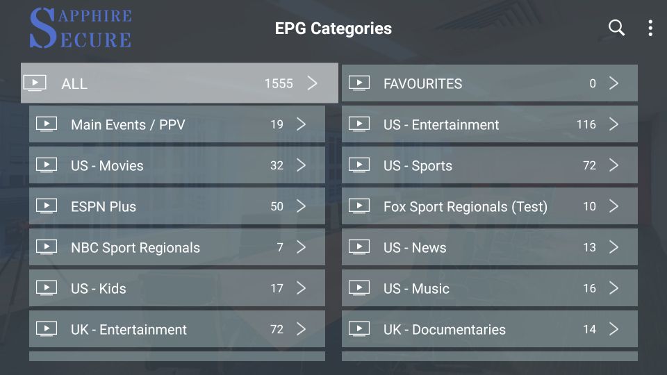 epg categories