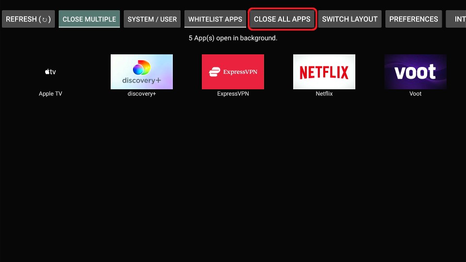 select Close All Apps