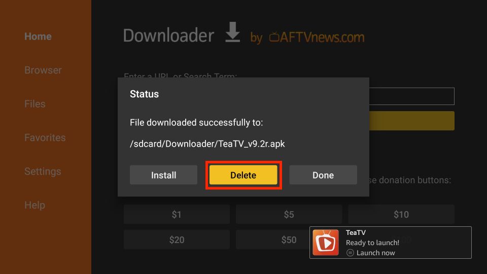 delete teatv apk files