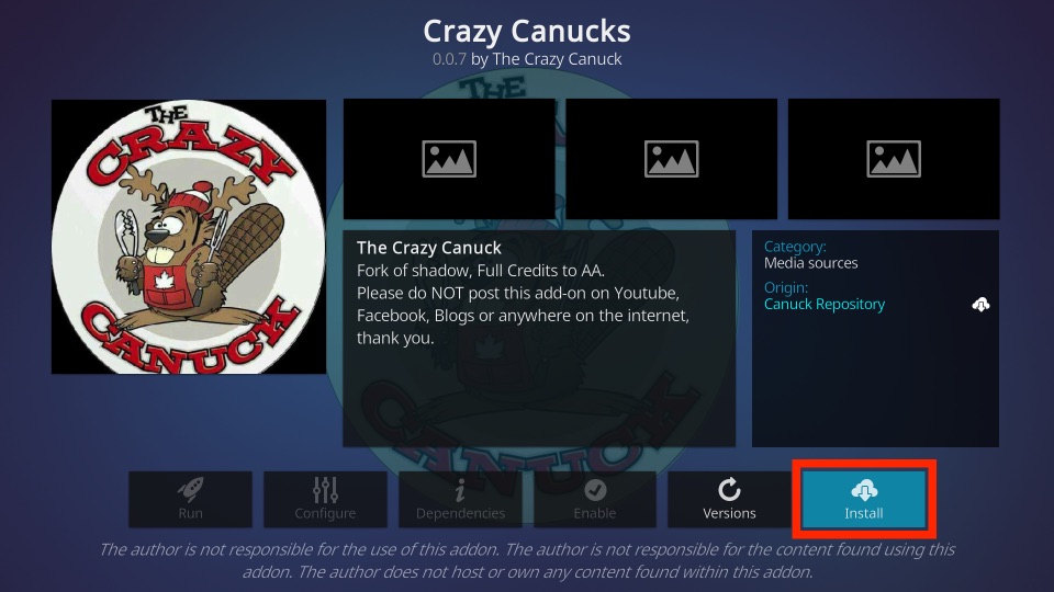 how to install carzy canucks kodi addon