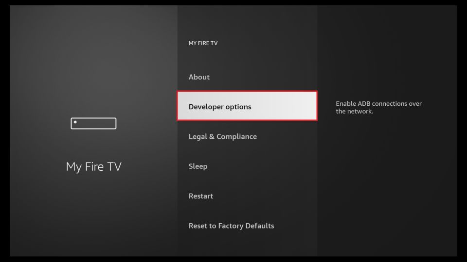 select Developer Options