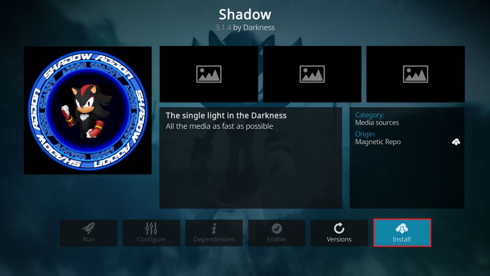 how to install shadow kodi addon