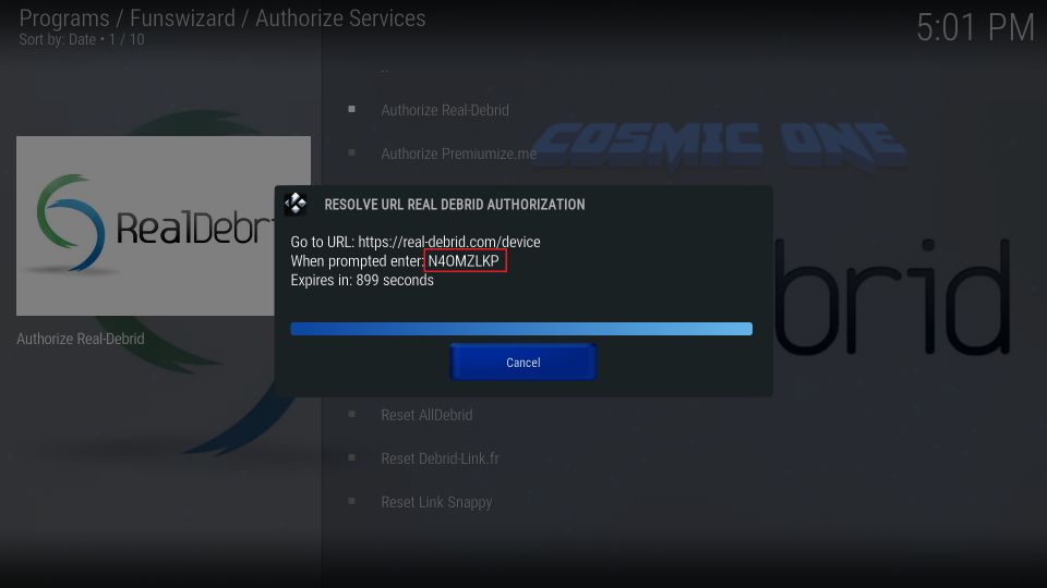 how to install cosmic one kodi build