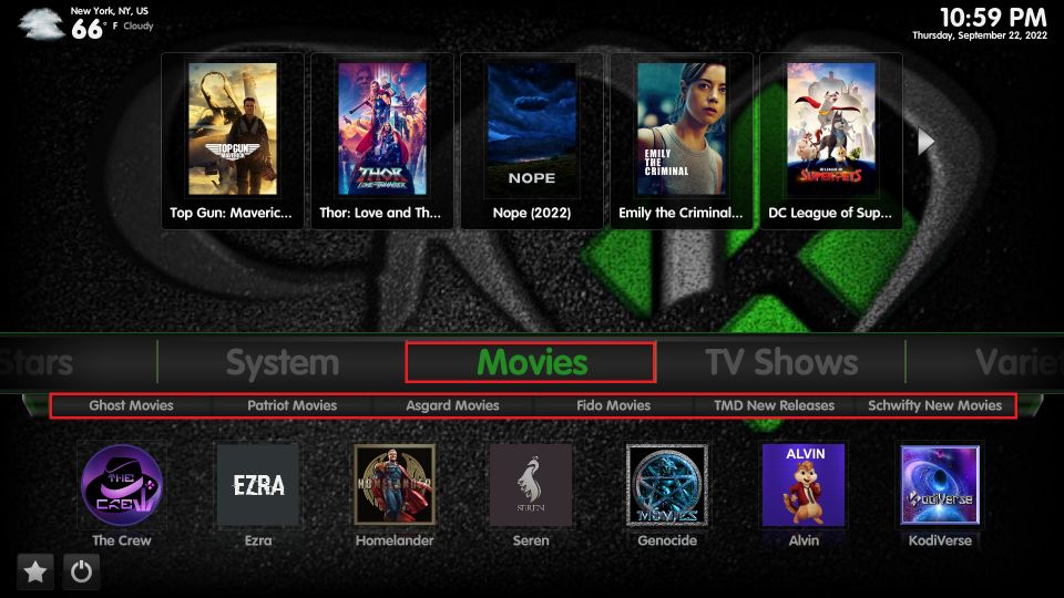 select movies tab