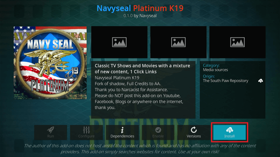 how to install NavySeal Platinum K19 kodi addon