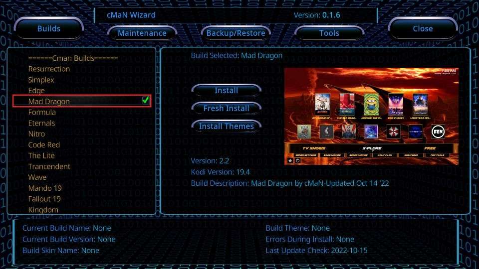 select Mad Dragon build