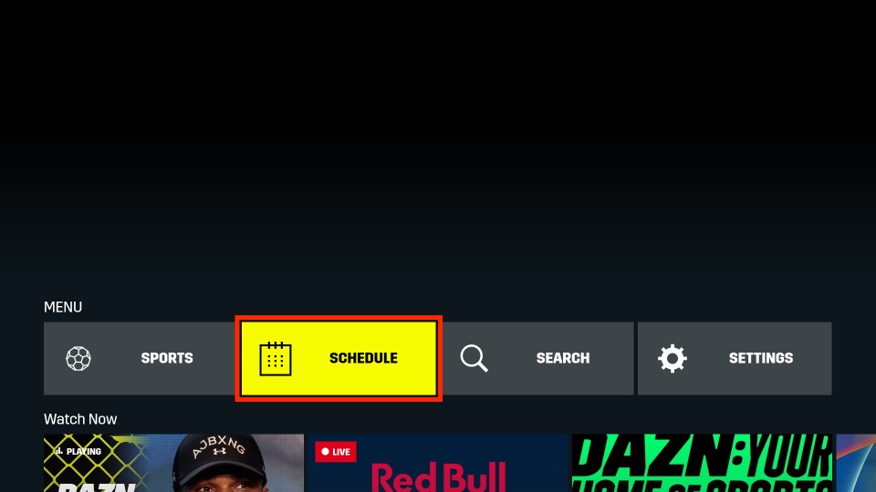 DAZN home screen