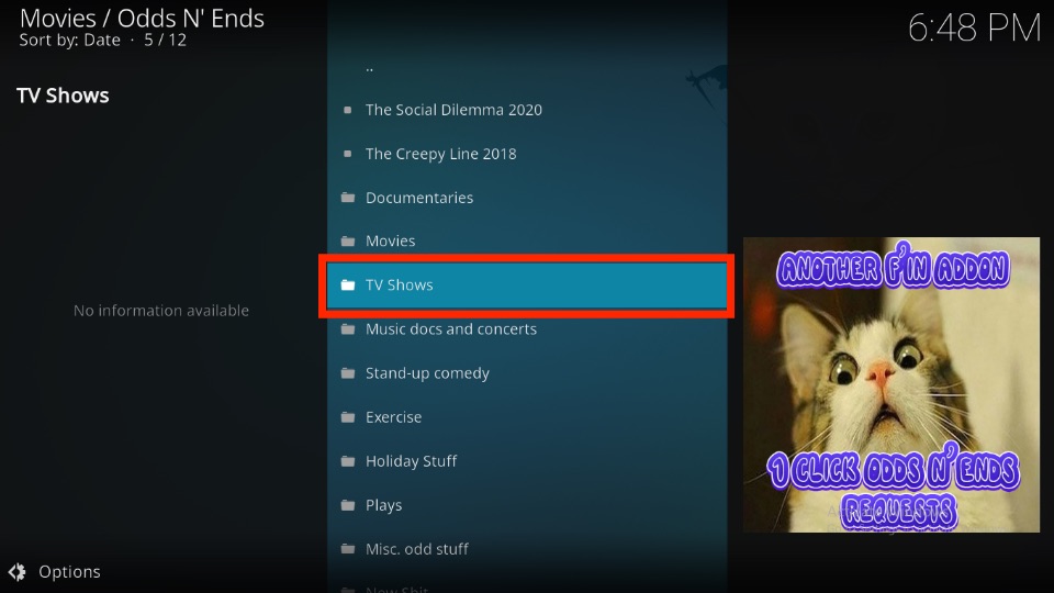 select TV Shows section