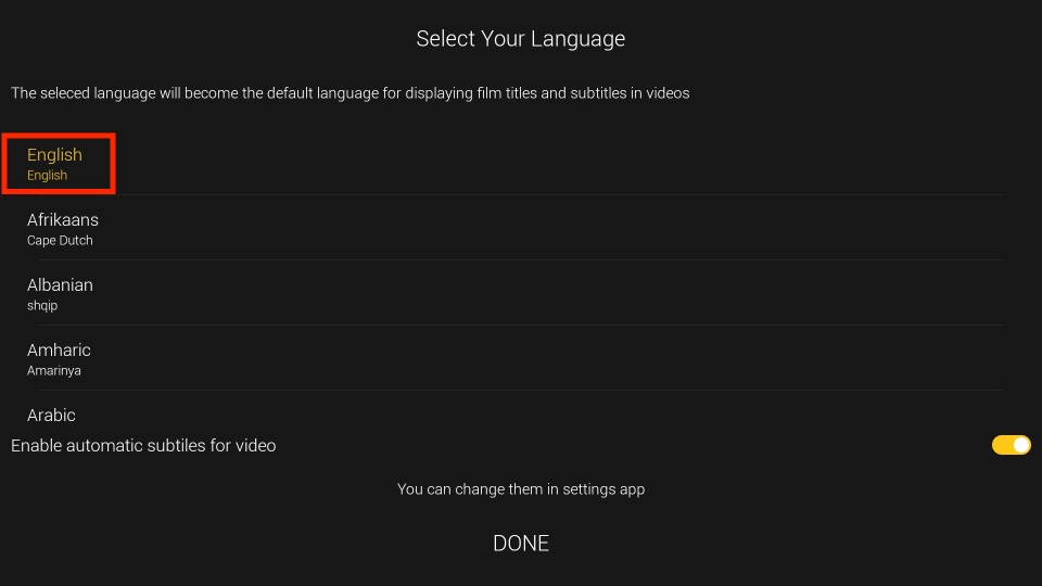 select language