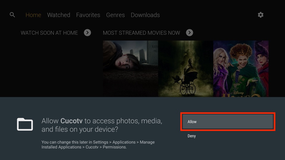 click on allow
