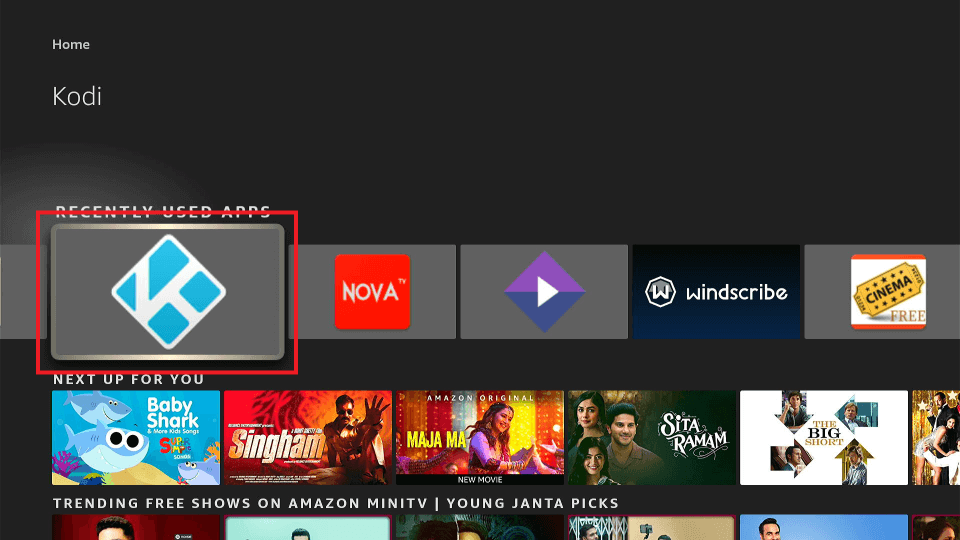 kodi home screen