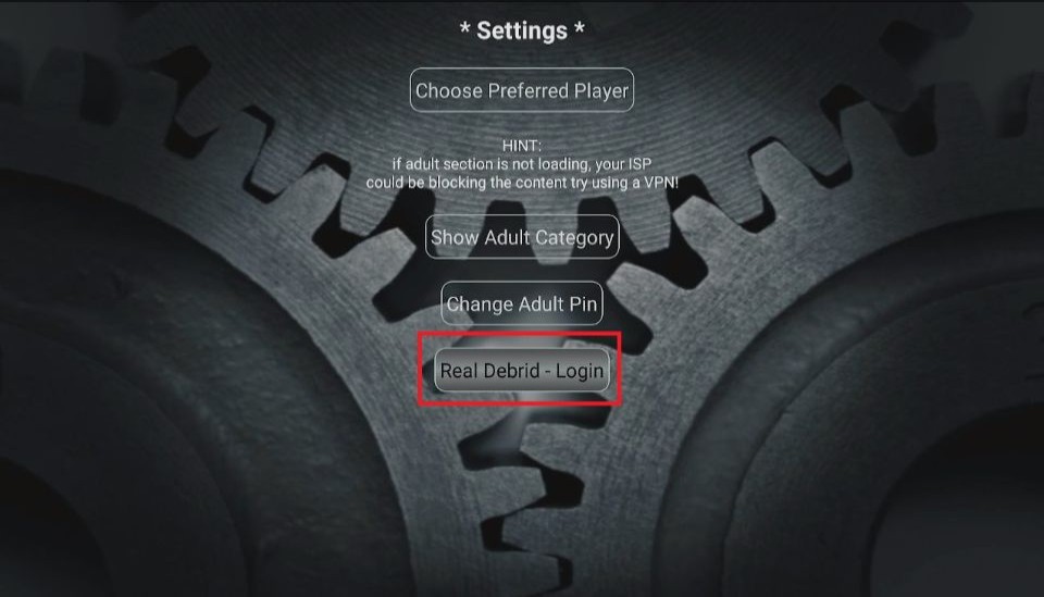 Login to Real Debrid account