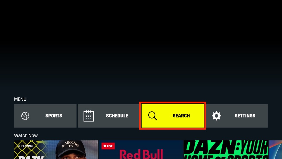 SEARCH section on DAZN home
