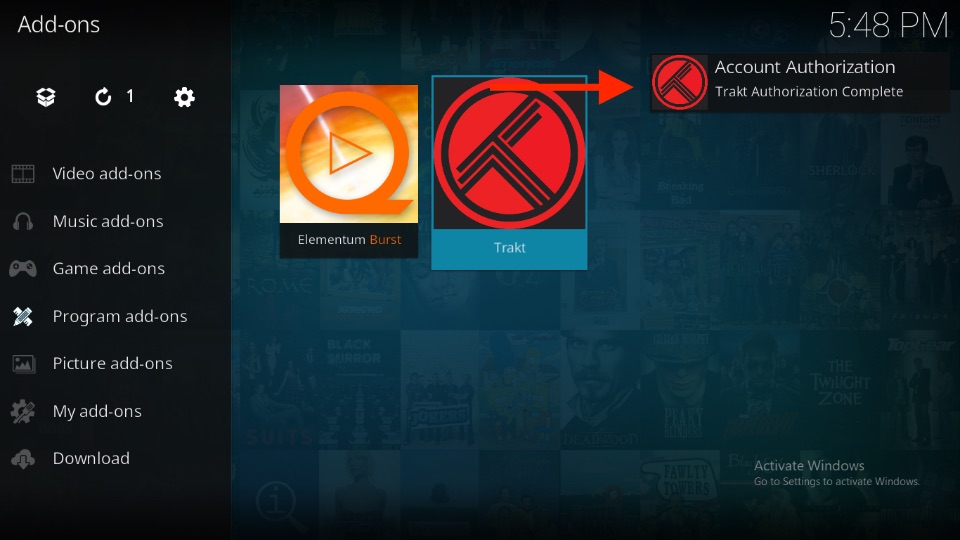Account Authorization Trakt Authorization Complete