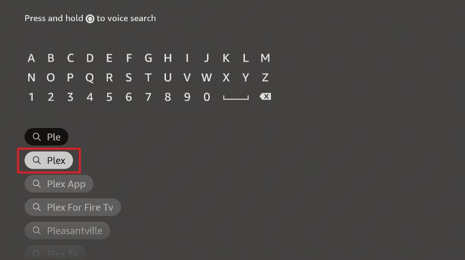 Type Plex on search bar