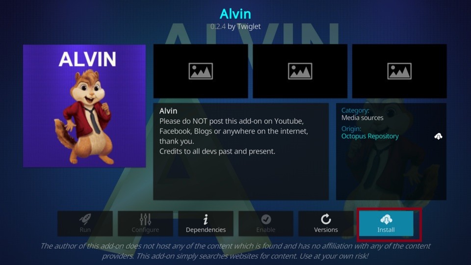 how to install alvin kodi addon