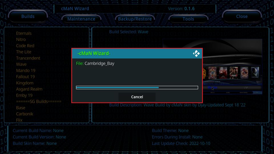 install wave kodi build