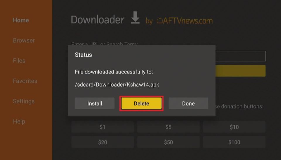 delete kshaw player apk files