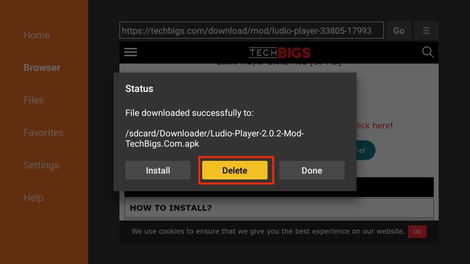 delete ludio player apk files