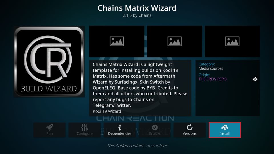 click on Install button
