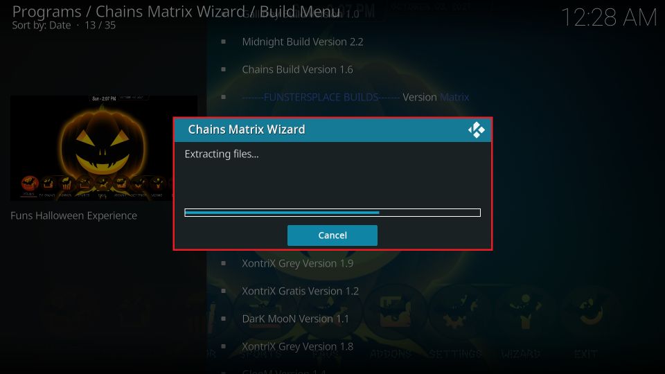 extract files to install the build