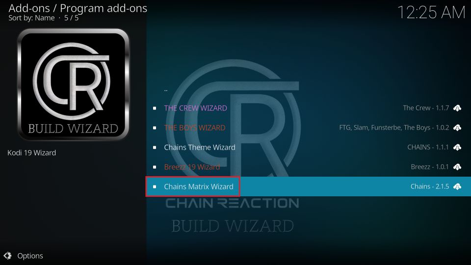 Click Chains Matrix Wizard