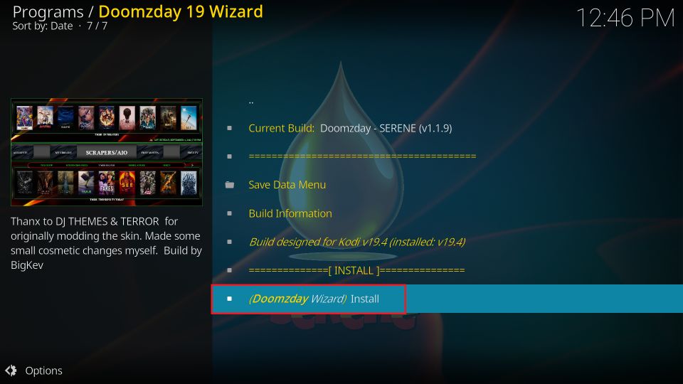 install serene kodi build