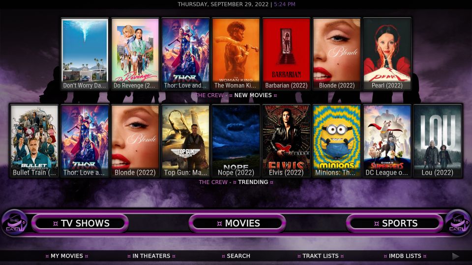 Crewnique Kodi Build home screen