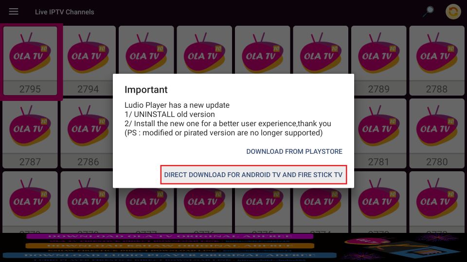 how to install ola tv on firestick