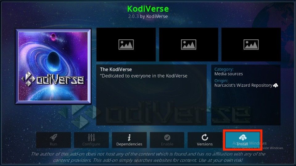 how to install kodiverse kodi addon