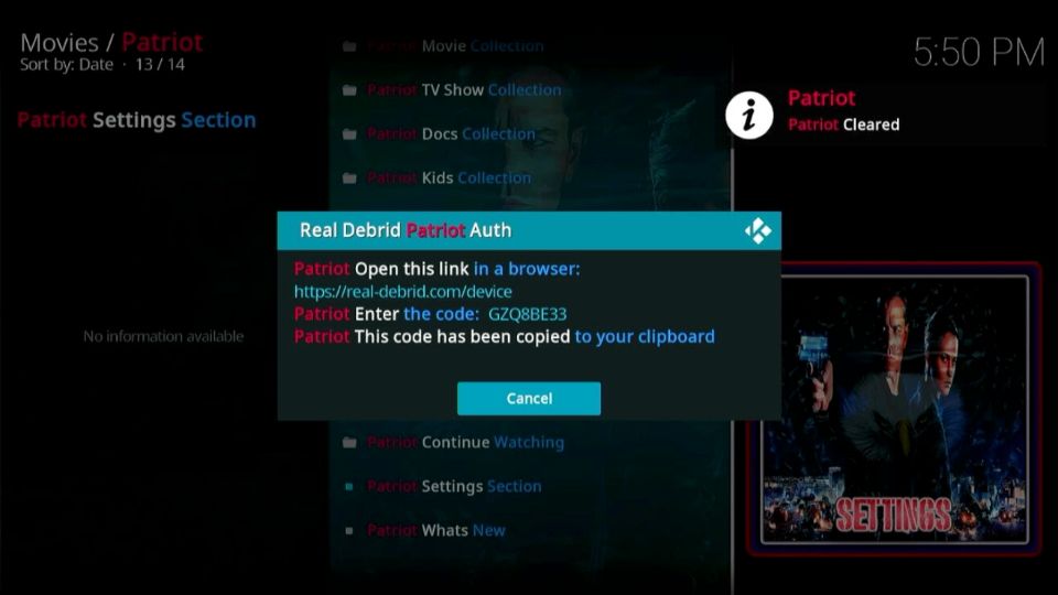 how to install patriot kodi addon