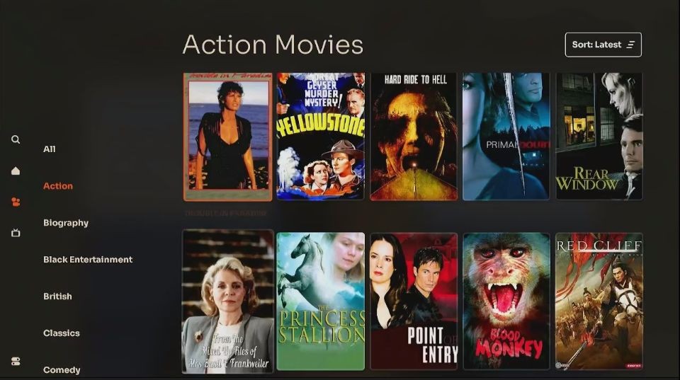 movies section of crackle