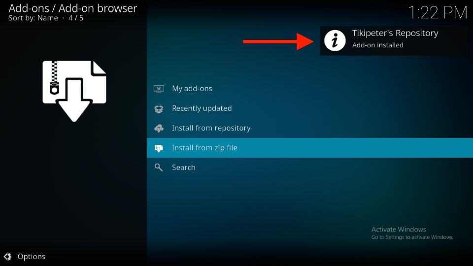 Tikipeter’s Repository Add-on installed